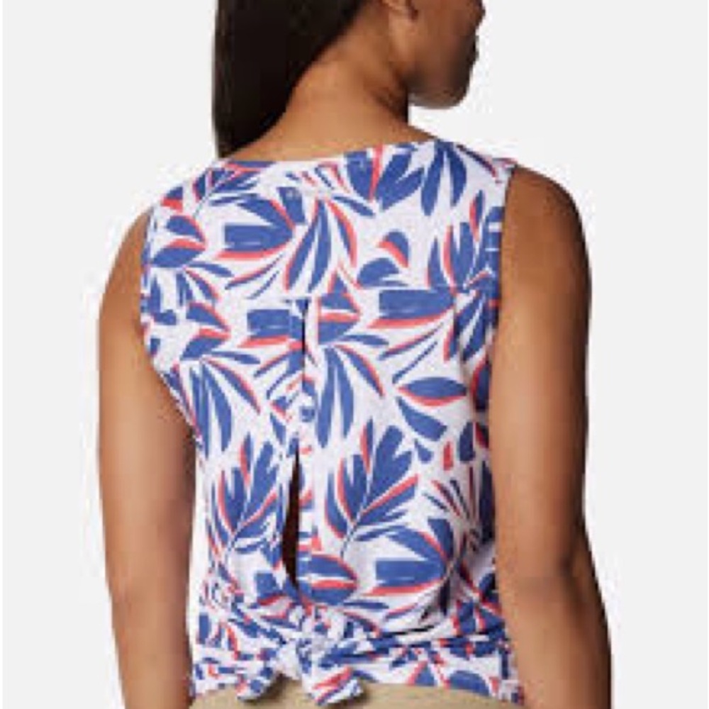 Columbia XL Sleeveless Red White Blue Tank Open Middle Back Summer Picnic USA - Picture 5 of 16